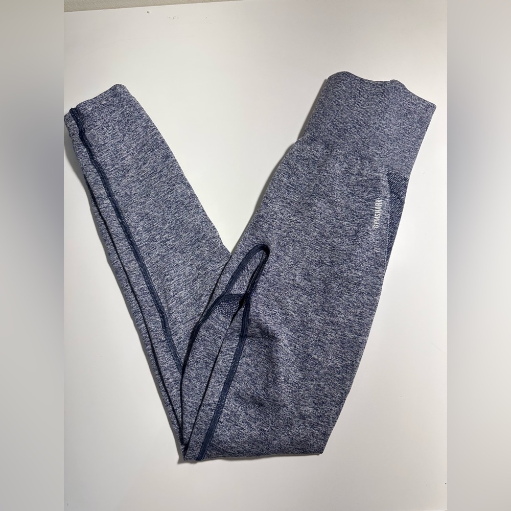 GYMSHARK FLEX HIGH WAISTED LEGGINGS - Navy Marl/ Light Grey XS